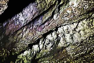 Illust, materieel, vrij, landschap, schilderstuk, schilderstuk, kleuren potlood, crayon, werkje,De muur van ht overabundance van kracht grot, Manjang gul Grot, Geomunoreum Lava Tube System, Vulkanisch eiland, Kelder