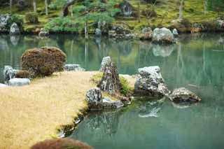 Foto, materiell, befreit, Landschaft, Bild, hat Foto auf Lager,Tenryu-ji-Garten, Chaitya, Teich, Welterbe, Sagano