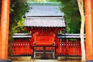illust, matire, libre, paysage, image, le tableau, crayon de la couleur, colorie, en tirant,Temple Tenryu-ji, Temple shintoste, Je suis peint en rouge, patrimoine de l'humanit, Sagano