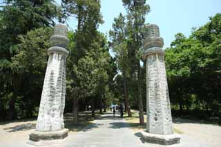 photo,material,free,landscape,picture,stock photo,Creative Commons,Ming Xiaoling Mausoleum old man relation road Shinto, Remains, stone pillar, An approach to a shrine, world heritage