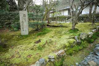 foto,tela,gratis,paisaje,fotografa,idea,Una pastilla de piedra de Cmara de Buddha y Amitabha Kyoshi Takahama, Chaitya, La puerta con un techo de aguiln de Fushimi Castle, Moss, Haiku