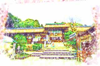 illust, matire, libre, paysage, image, le tableau, crayon de la couleur, colorie, en tirant,Temple Kamigamo place cultuelle, lanterne de jardin, moyen, patrimoine de l'humanit, L'empereur