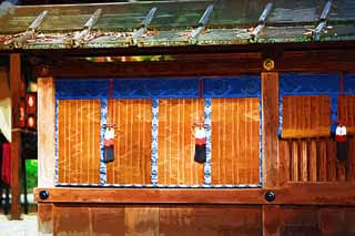 Illust, materieel, vrij, landschap, schilderstuk, schilderstuk, kleuren potlood, crayon, werkje,Shimogamo Shrine Corporation bamboo blind, Tros, Venster, Godheid, Wereld heritage