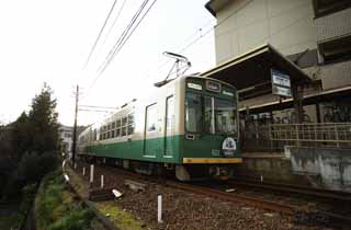 photo,material,free,landscape,picture,stock photo,Creative Commons,Storm electric Myoshin-ji Temple Station, vehicle, Green, local line, sightseeing spot