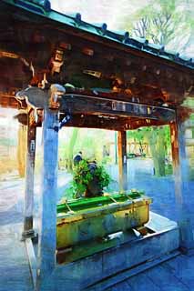 illust, matire, libre, paysage, image, le tableau, crayon de la couleur, colorie, en tirant,Femme Shinobazunoike de temple du zen-prtre principal, Chaitya, Sarasvati, L'vque Amagai, petit pavillon avec l'eau et les louches