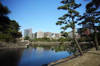 Foto, materieel, vrij, landschap, schilderstuk, bevoorraden foto,De Imperial Palace klokje poort, Edo-jo Kasteel, Inner Sakurada-mon Poort, Moat, 