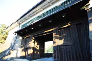 Foto, materieel, vrij, landschap, schilderstuk, bevoorraden foto,Imperiale Palace Sakurada-mon Poort, Ishigaki, Paleis, Watari passage onder een torentje, Edo-jo Kasteel