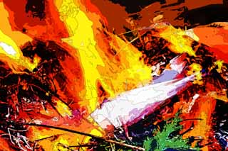 illust,tela,gratis,paisaje,fotografa,idea,pintura,Lpiz de color,dibujo,Lo horneo en las cantidades grandes, Llama, Destruccin por el fuego, Fiesta de fuego, Dios que controla un ao de zodiacal