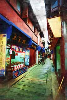 illust, materiale, libero panorama, ritratto dipinto, matita di colore disegna a pastello, disegnando,Zhujiajiao immagazzina, il gnocco di riso avvolse in foglie di bamb, Cibo, distretto che fa compere, somma