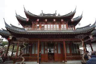 photo,material,free,landscape,picture,stock photo,Creative Commons,Yuyuan Garden, Joss house garden, roofed passage connecting buildings, Chinese food style, I am painted in red