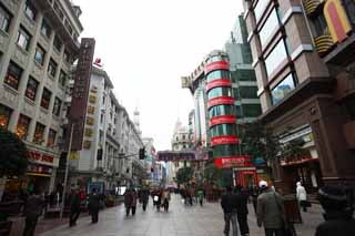 Foto, materieel, vrij, landschap, schilderstuk, bevoorraden foto,Nanjing oostelijke provincie wandeling straat, Bloementuin zijstraat, Grootwinkelbedrijf, Menigte, Karaoke