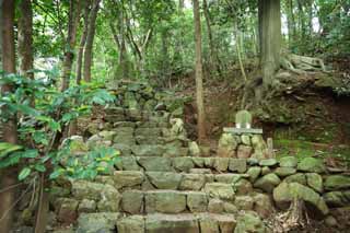 Foto, materieel, vrij, landschap, schilderstuk, bevoorraden foto,Het is Shinto heiligdom Takemoto Oga in Uji, Takemoto, Monument, Stenige trap, Shinto
