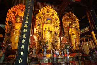 foto,tela,gratis,paisaje,fotografa,idea,Un Ryuge masivo templo imagen Buddhist, Buddhism, Comida china, Gold, Idea Buddhist
