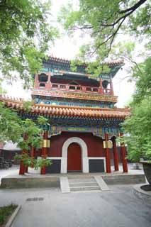 foto,tela,gratis,paisaje,fotografa,idea,Una torre de tambor de Yonghe Temple, Colorante grasoso, Soy pintado de rojo, Tambor, Chaitya