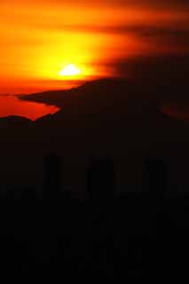 photo, la matire, libre, amnage, dcrivez, photo de la rserve,Mt. Fuji du crpuscule, Mettant soleil, Mt. Fuji, Rouge, nuage