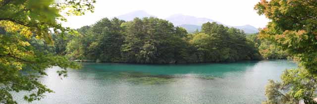 photo, la matire, libre, amnage, dcrivez, photo de la rserve,Lac Bishamon, fort, tang, Bleu azur, Mt. Bandai-san