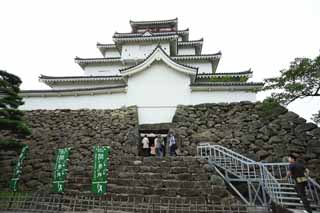 Foto, materiell, befreit, Landschaft, Bild, hat Foto auf Lager,Die junge Matsushiro-Burg Turm, Wassergraben, Ishigaki, Kurokawa-Burg, Ujisato Gamo