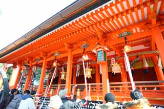 fotografia, materiale, libero il panorama, dipinga, fotografia di scorta,Fushimi-Inari Taisha il Sacrario sacrario principale, lanterna orto, Io sono dipinto in rosso, Soldi, volpe