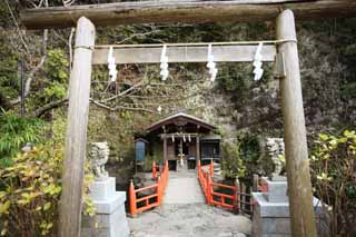 photo, la matire, libre, amnage, dcrivez, photo de la rserve,Temple Zeniarai-benten, torii, paire de chiens du gardien de pierre, miroir, Lucratif