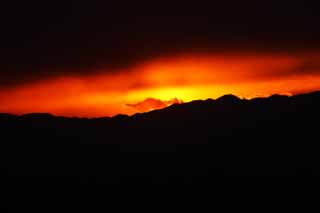 fotografia, materiale, libero il panorama, dipinga, fotografia di scorta,Un tramonto di Tanzawa, ridgeline, Rosso, nube, Alla buio