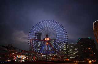 Foto, materieel, vrij, landschap, schilderstuk, bevoorraden foto,Yokohama Minato Mirai 21, Orintatiepunt rijzen, Ferris verrijden, Een attractiepark, Toekomst boetseren stad