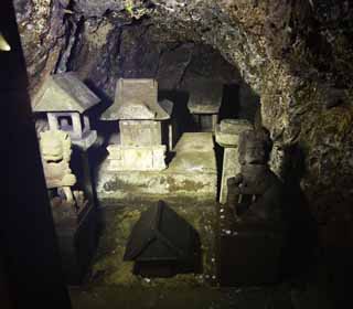 fotografia, material, livra, ajardine, imagine, proveja fotografia,O primeiro Enoshima Iwaya, par de pedra cachorros guardies, apedreje lanterna, santurio pequeno, caverna