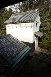 Foto, materieel, vrij, landschap, schilderstuk, bevoorraden foto,Een persoon van Meiji-mura Village Museum naar het oosten pijnboom huis, Gebouw van de Meiji, Bergplaats, De wondpleister, Jap-trant gebouw