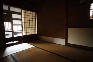 Foto, materiell, befreit, Landschaft, Bild, hat Foto auf Lager,Eine Person des Meiji-mura Village Museum Ostkiefernhaus, das Bauen vom Meiji, tatami verfilzt, Japanisch-Stilzimmer, shoji