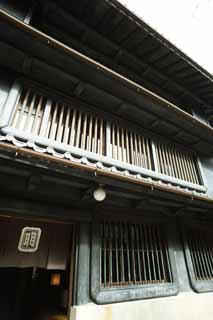 Foto, materiell, befreit, Landschaft, Bild, hat Foto auf Lager,Eine Person des Meiji-mura Village Museum Ostkiefernhaus, das Bauen vom Meiji, Gittertr, noren, Japanisch-Stilgebude