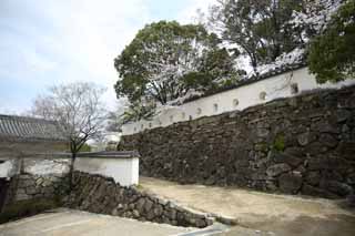 Foto, materieel, vrij, landschap, schilderstuk, bevoorraden foto,Okayama-jo Kasteel kasteel muur, Kasteel, Ishigaki, Kraai Kasteel, 