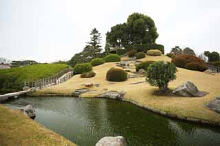 Foto, materieel, vrij, landschap, schilderstuk, bevoorraden foto,Mt. Koraku-en Tuin maken uit dat is de ultieme realiteit van de schepping, Een doorn, Tsukiyama, Ik ben van hout, Japanse tuin
